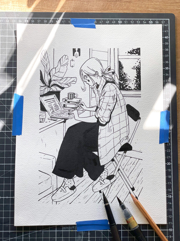 Zeichnung Tinte auf Aquarellpapier