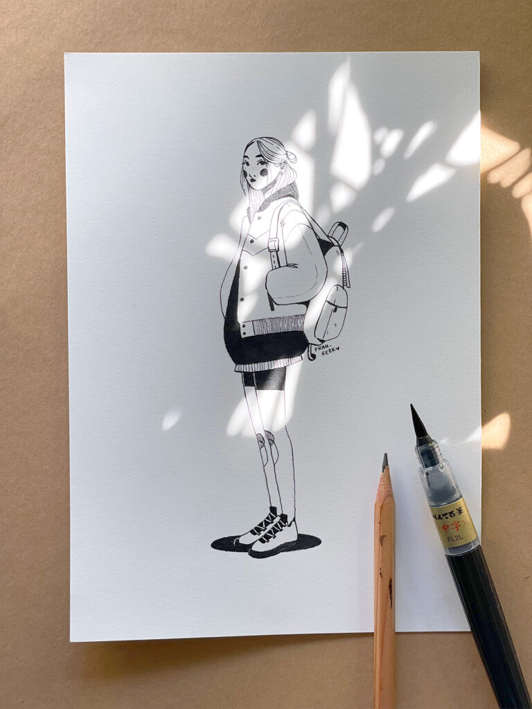 Zeichnung Tinte+Fineliner auf Aquarellpapier